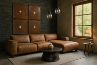 Czarna cegła, sofa skórzana Zeus, czarna cegła na ścianie, cegły Nelissen, ściana z czarnej cegły,  cegły i skórzana sofa, czarne cegły w domu, ,